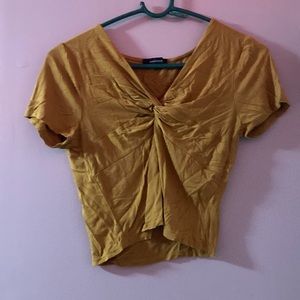 Mustered yellow crop top shirt
